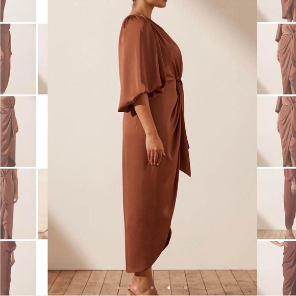 Shona Joy Tie front one shoulder midi dress - Picture 4 of 8